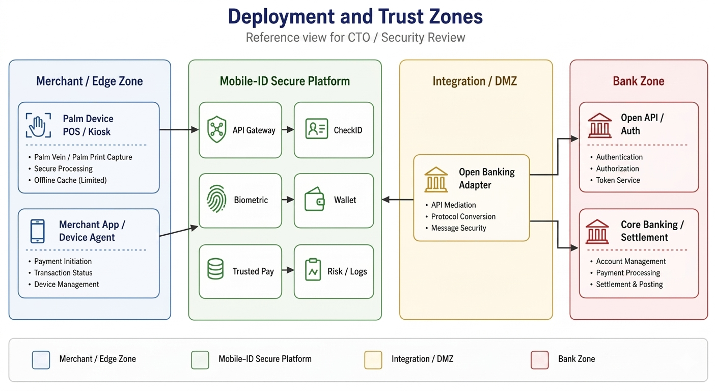 Trusted PalmPay deployment and trust zones diagram