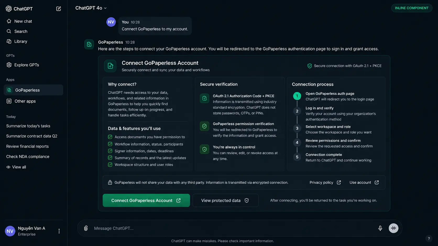 OAuth account connection