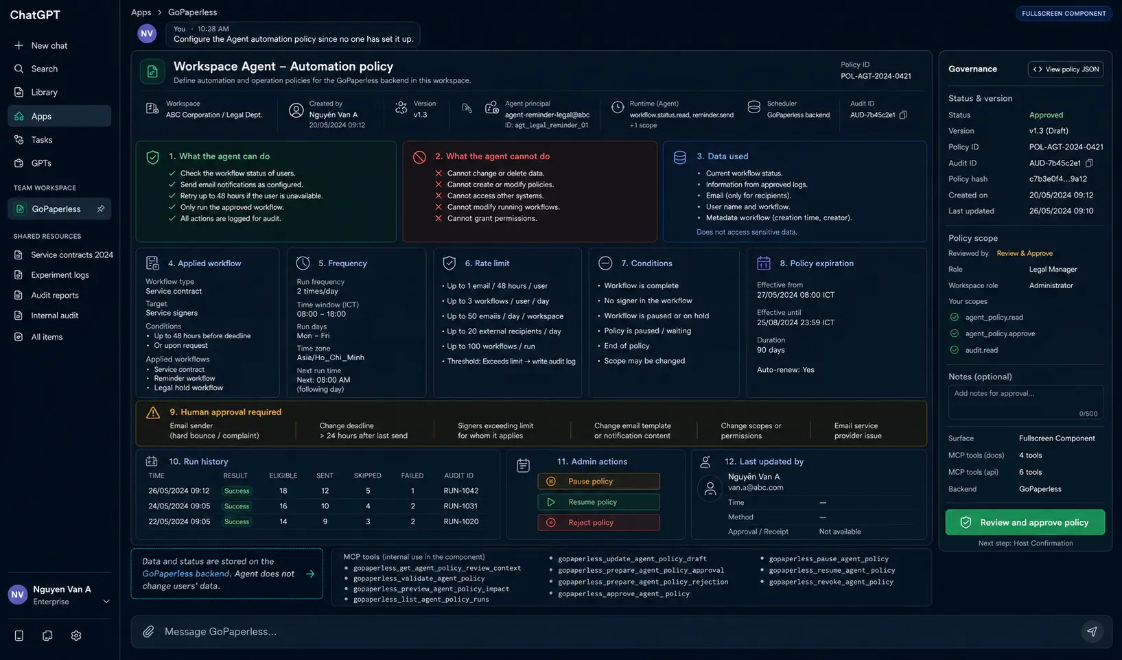 Workspace Agent Policy